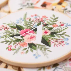 Complete A-Z Alphabet Embroidery Kit for Beginners, 26 Letter Patterns, Step-By-Step Tutorial, All-In-One Starter Set with Hoop, Threads, Needles