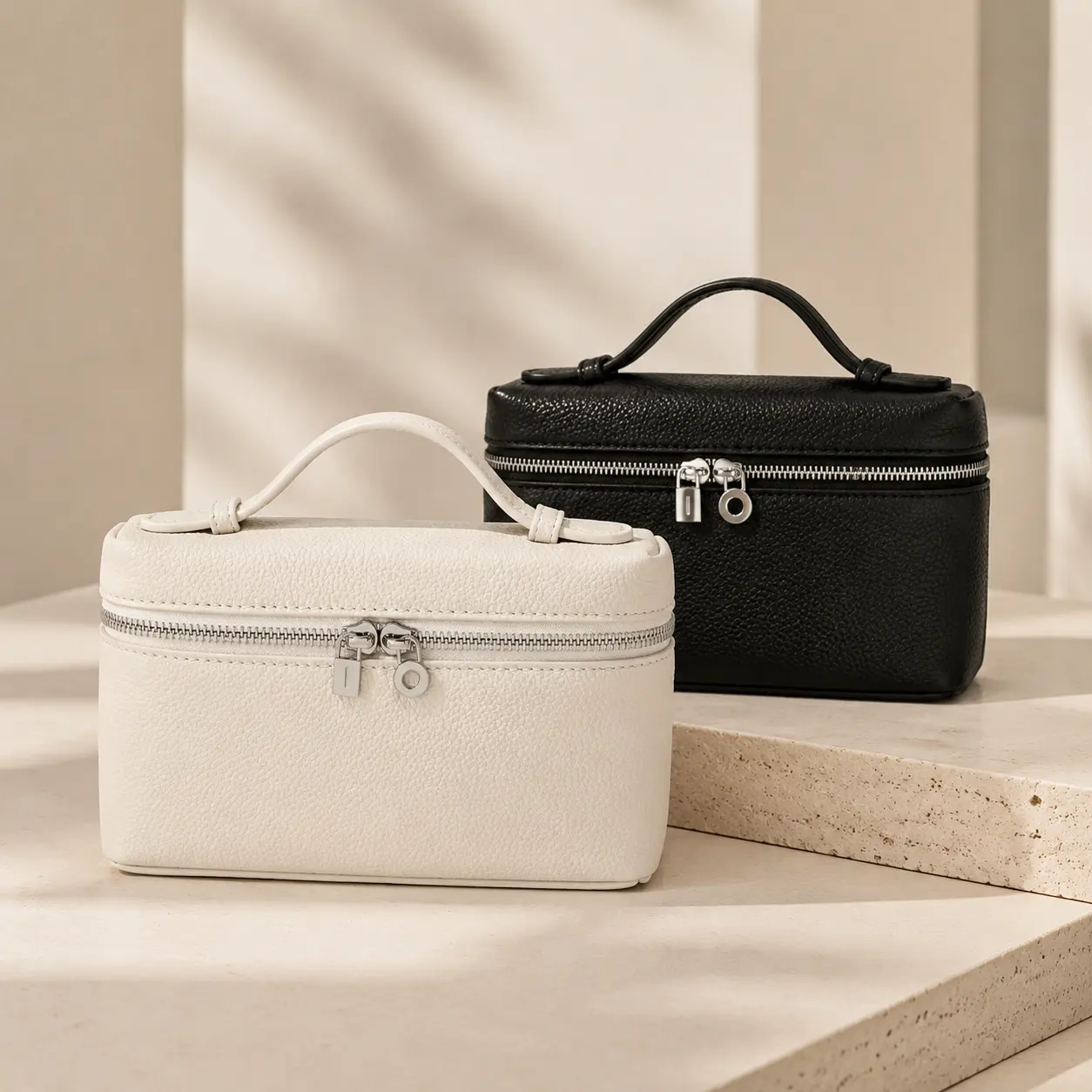 Women's Genuine Leather Box Handbag, Top Grain Cowhide Top Handle Purse with Zipper Closure, Small Structured Satchel Bag, Minimalist White Fashion Bag for Work, Shopping, Travel, Date Night, Everyday Use, Elegant Gift for Her, Chic Handheld Mini Bag