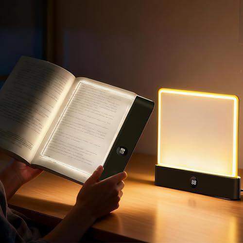2026 New FlatBook Light, Portable Rechargeable Reading Light with Timer, Dimmable LED Desk Lamp for Book Lovers