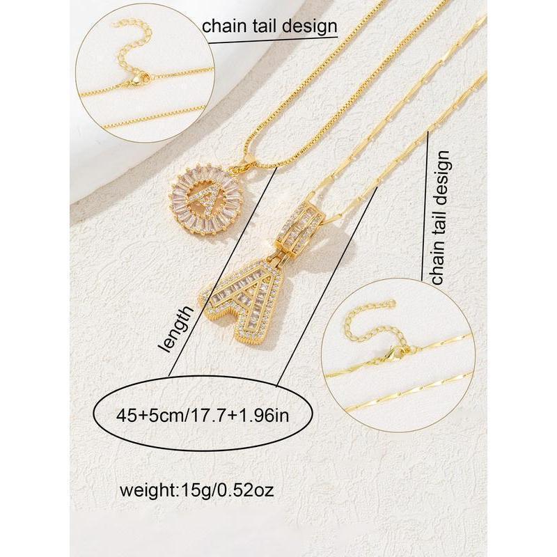 2-Piece Initial Set 26 Alphabet Necklace Fashion Jewelry Perfect for Parties, Birthdays, Anniversary Gifts, Valentine's Day Gift Sets