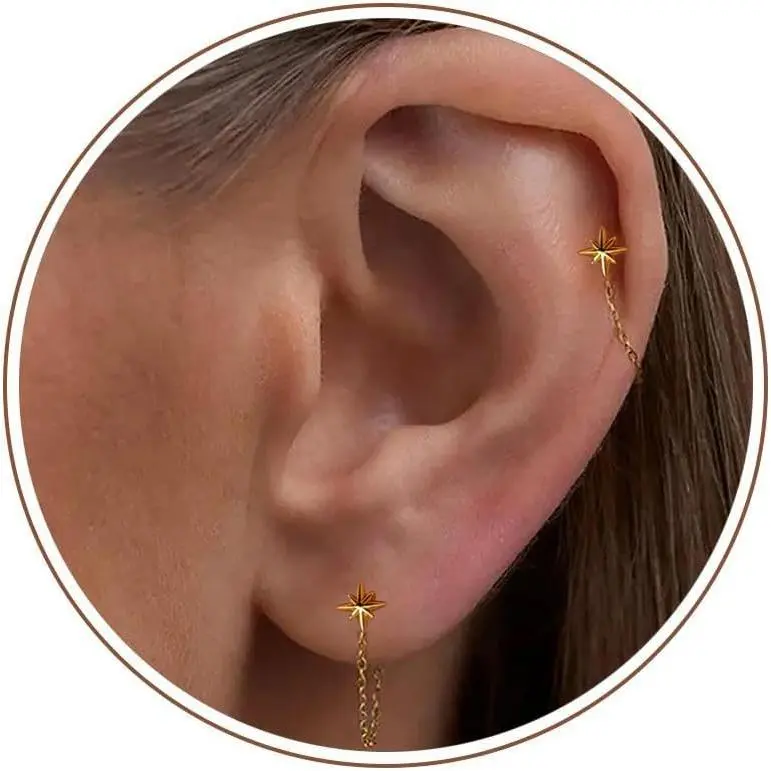 16G 18G Titanium Dangle Huggie Hoop, Rook   Cartilage Earring Conch Helix Hoop Earring