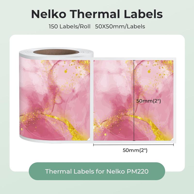 Thermal Labels for  PM220 Label Maker, 2 inch (50mm) Thermal Tab, , Multi-Purpose Label Tape, 1 Roll of 150 Self-Adhesive Thermal Paper Gradient