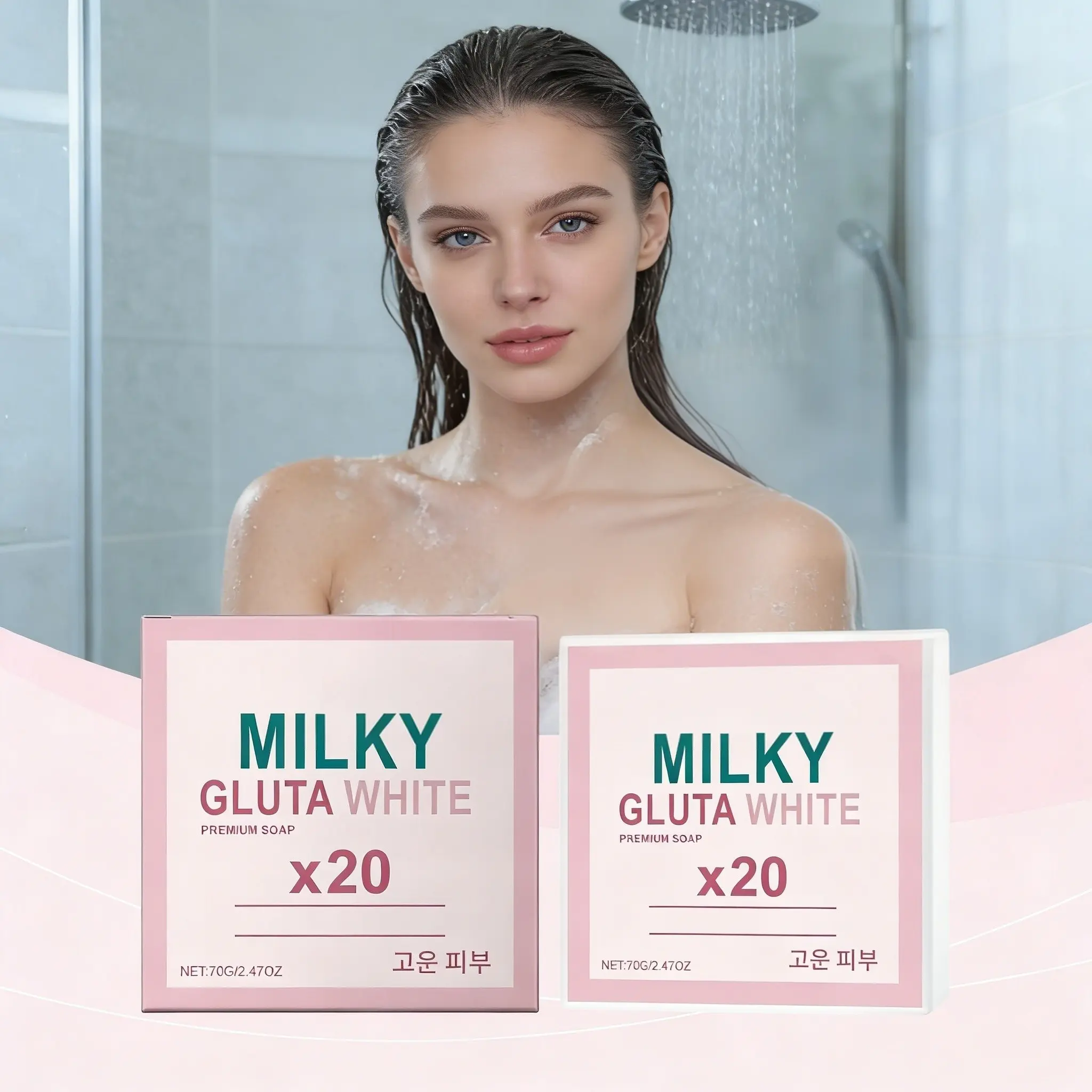 Milk Glutathione Whitening Face Soap, Gentle Daily Cleanser with Milk & Honey, Rich Foam, Suitable for All Skin Types, Elegant Gift Soap