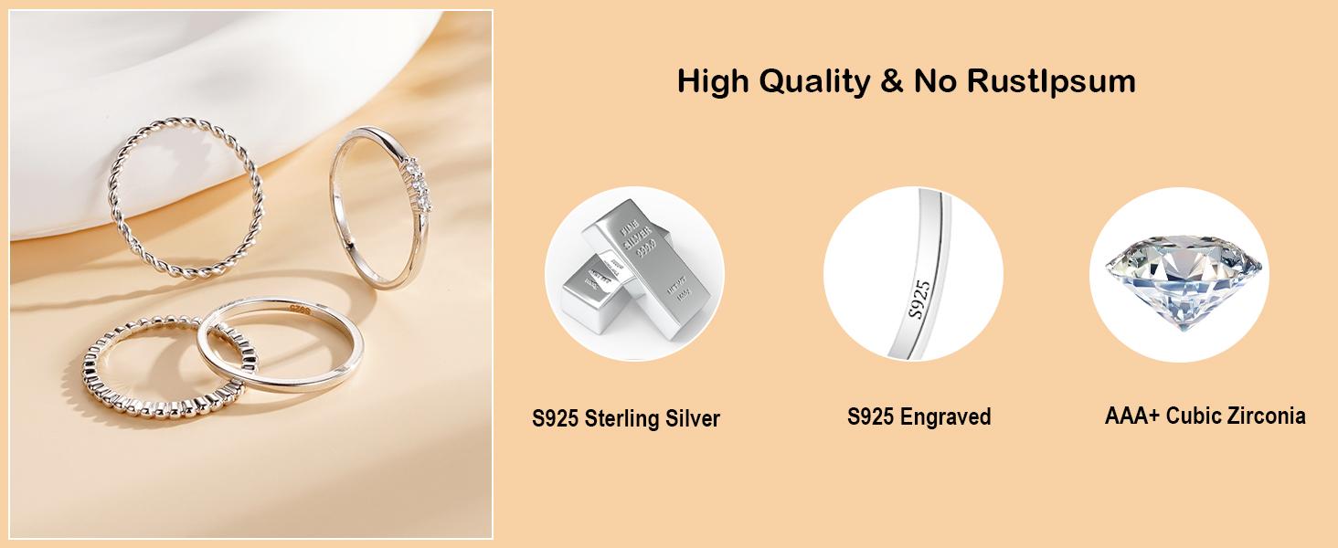 *4PC Gold Rings for Women, S925 Sterling Silver 14k Gold Filled Plated Stackable Thin Thumb Ring Set Cubic Zirconia Dainty Stack Gold Knuckle Rings Set Size 6-10  RSCC5