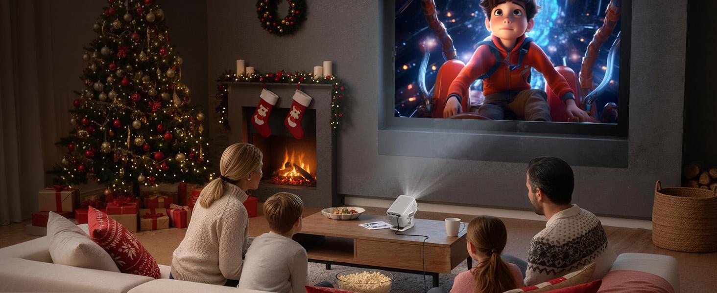 X3AR Smart Projector with WiFi 6 and Bluetooth 5.4, 4K Support 600 ANSI Native 1080P Portable Mini Projector with Android 14 OS Auto Focus & Keystone, 270° Rotatable for Bedroom Home Theater Outdoor Movie White&Gray