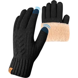 Thermal Winter Gloves-Fleece Lining Touch Screen Knit Stretchy Warm Gloves  Running Cycling Riding- Men Women