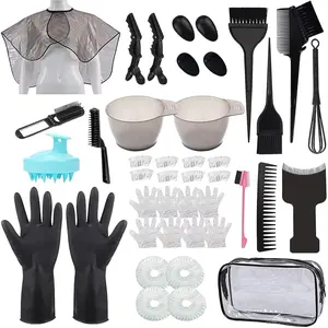 42 Pieces Hair Dye Coloring Kit with Tinting Bowl Dye Brush Agitator Ear Cover Hair Clips Coloring Cape Gloves for DIY Salon Hair Coloring Bleaching