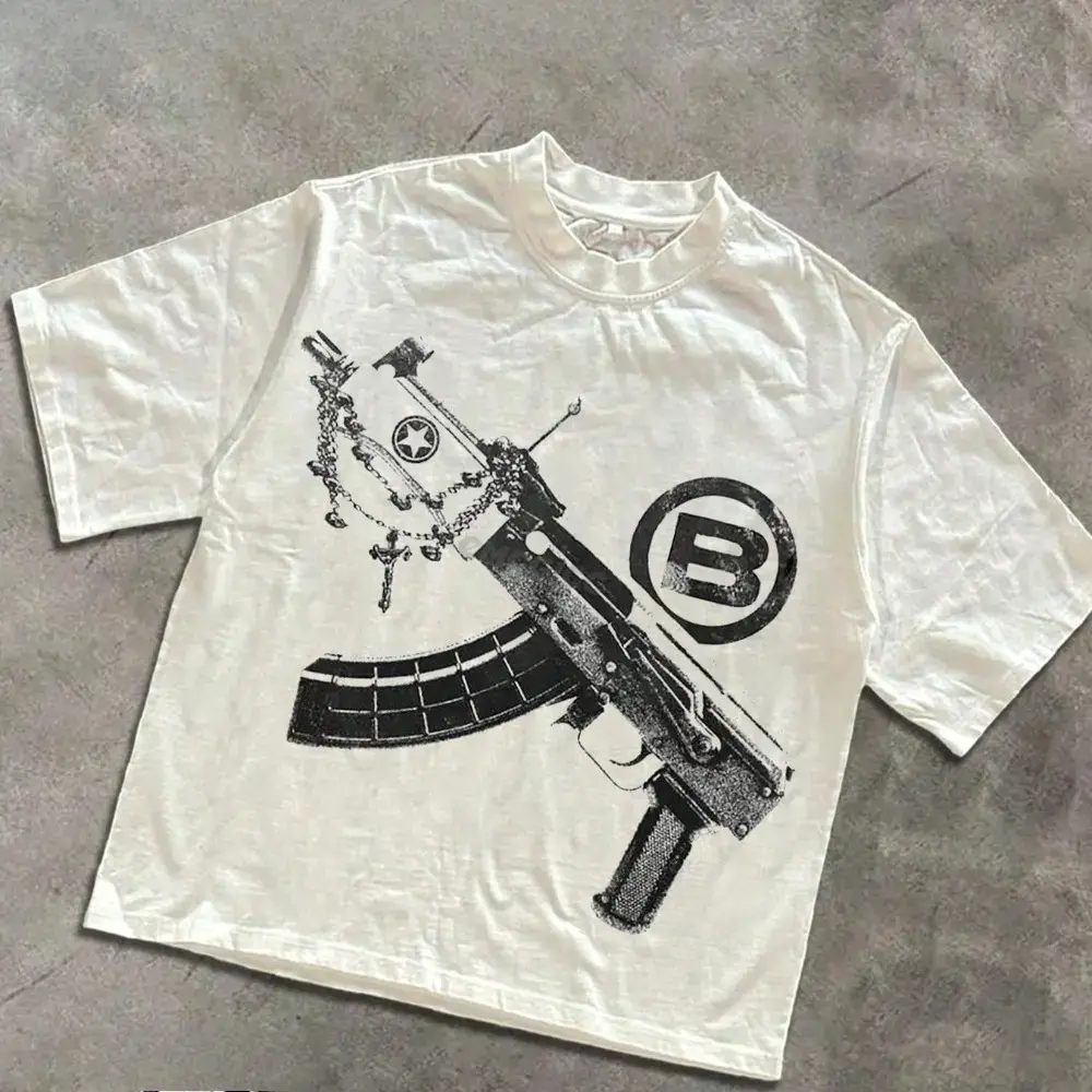 Men's Pure Cotton Short-Sleeve Crew Neck Graphic Tee - Breathable Menswear, Retro Funny Letter Print, Avant-Garde Street Wear Hem, Regular Normal Type Summer Casual Sports Top for Street Festivals