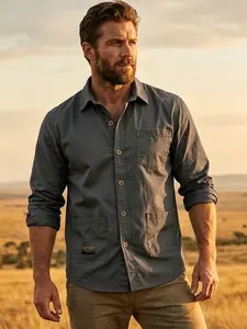 Men's Loose Streetwear Top, Solid Color Minimalist Men's Clothing, Casual Outdoor Work Shirt, Soft All-Season Commuter Wear