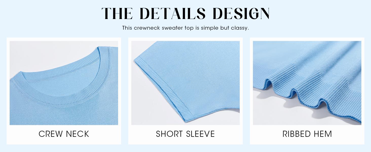 Saodimallsu Womens Short Sleeve Sweater Casual Basic Crew Neck Loose Knit Pullover Tops Summer Lightweight Blouses