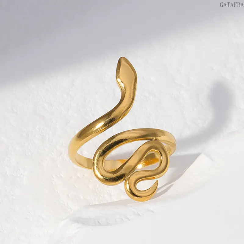 Vintage Female Statement Ring - Stainless Steel Unique Open Band, Stylish Adults' Daily Wear Jewelry, Snake