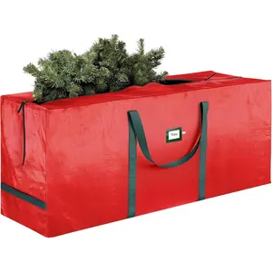 Heavy Duty 7.5 Ft Red Christmas Tree Storage Bag Holds 7.5 Ft Xmas Tree For All Year Round Storage