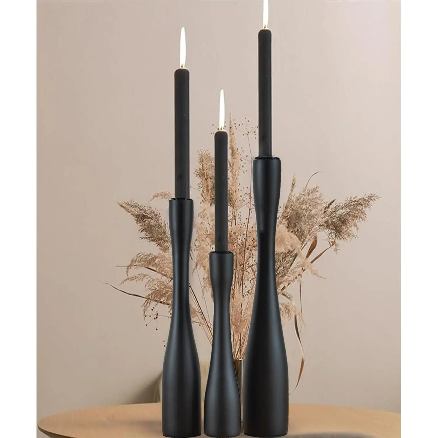Candle Holder Black Candlestick Holders 3,Tall Taper Candle Holders Set of 3 for Candlesticks(12"/10"/7.5" H),Modern Farmhouse Candle Stick Candle Holder for Decor