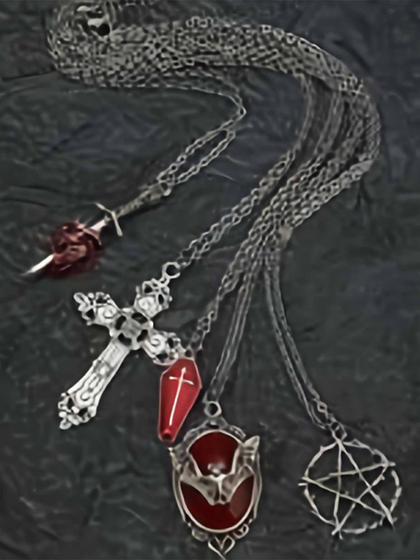 Women's Punk Style Exaggerated Portrait Pendant Necklace Set, Layered Necklaces, Stainless Steel Chain, Casual Jewelry for Dating, Vacation, Party, Fashion Jewelry Accessories