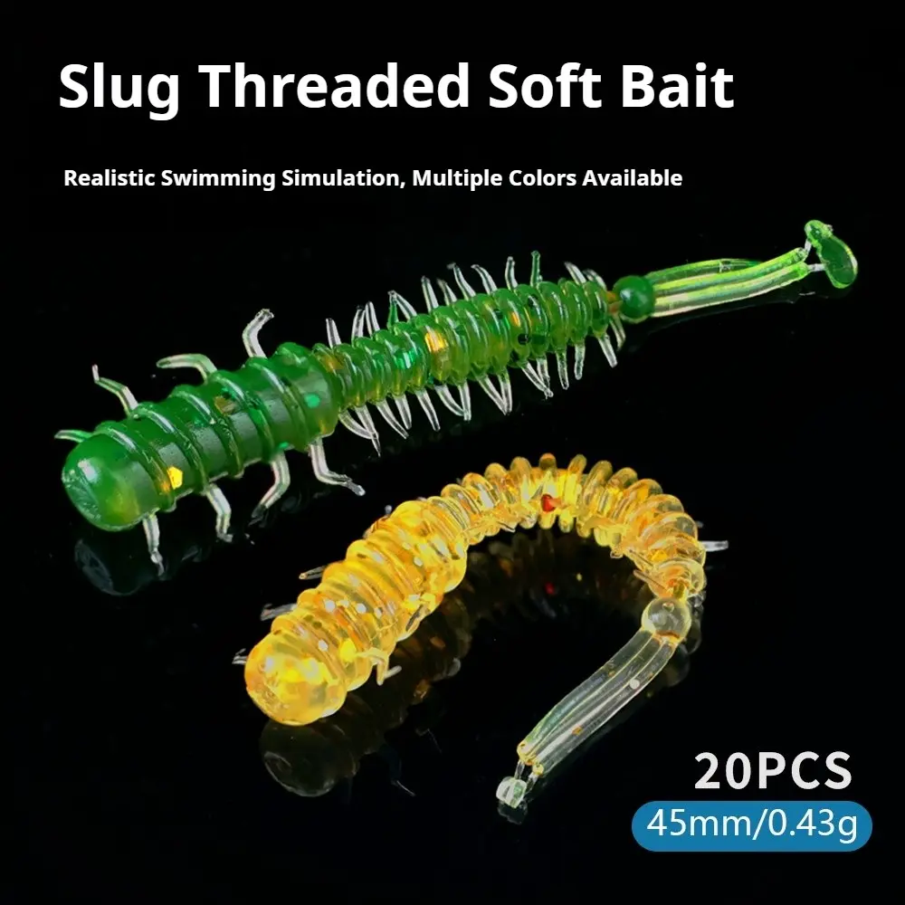 20-Pack Soft Bait Slugworm Lure, Soft Fishing Rig for Bass and Crappie, Wild Fishing Soft Worms, Ideal for Pit Fishing