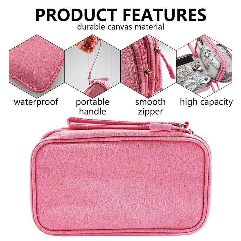 Portable Multi-Grid Storage Bag, 1 Set Waterproof Travel Cable Storage Bag, Compact Cable Organizer for Home, Office, Travel and Summer Vacation, Versatile Travel Accessory