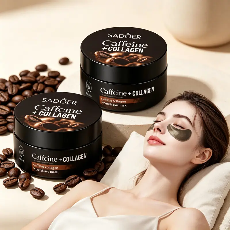 SADOER Caffeine Collagen Eye Patches (120Pcs, 2Box) - Under Eyes Depuffing Moisturizer, Hydrate, Brighten, Firm Skincare Treatment for All Skins, Firming, Daily