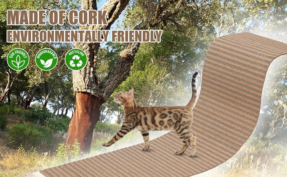Natural Cork-Cat Scratch mat-Cat Scratch Pad Rug-cat Couch Protector-Scratch Furniture Protector for Post/Sofa/Floor-Wall Scratchers for Indoor-Carpets Scratching-Stretching- Kitty Gifts-Brown