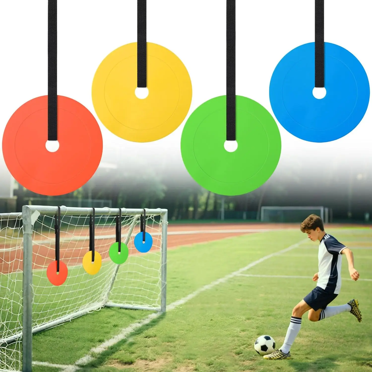 4 count Soccer Goal Target, Soccer Goal  with Adjustable Extra-Long Strips to   Accuracy Speed for Lacrosse Hockey Baseball