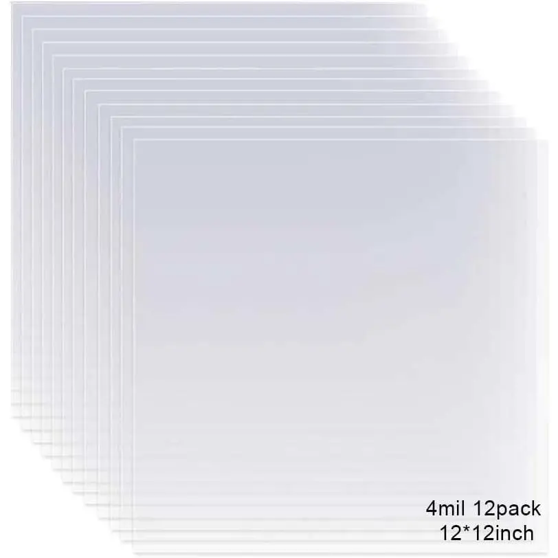 12 Pack 4 Mil Clear Mylar Stencil Sheets, 12" x 12" Blank Stencils,  Template Material, Make Your Own Stencil Compatible Vinyl  Maching