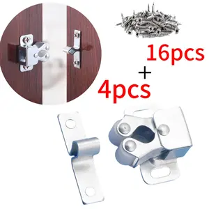 20pcs (4 hardware and 16 screws) cabinet lock roller lock hardware set, suitable for cabinets, wardrobes, door latches and hinges, Vintage-Style Roller Catch Latches for Cabinet Doors And Additions