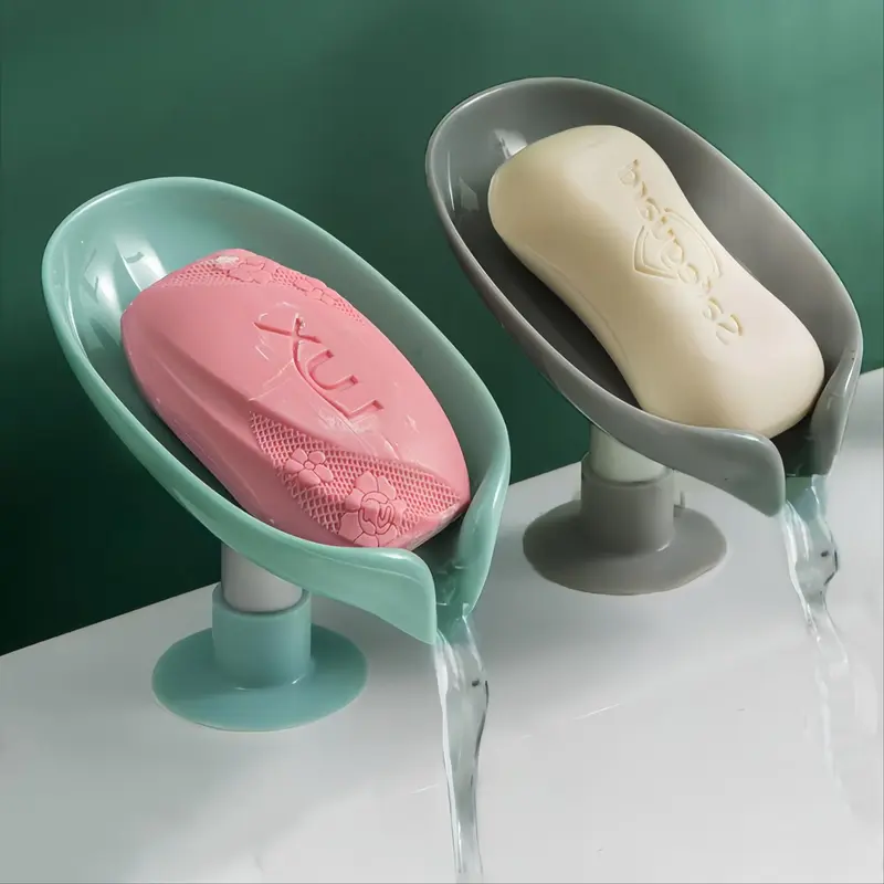 Self Draining Soap Tray, 6 Counts Soap Holder, Soap Container, Soap Bar Holder with Stable Base, Home Organizer for Shower, Bathroom, Kitchen Sink, Soap Dish With Drainage