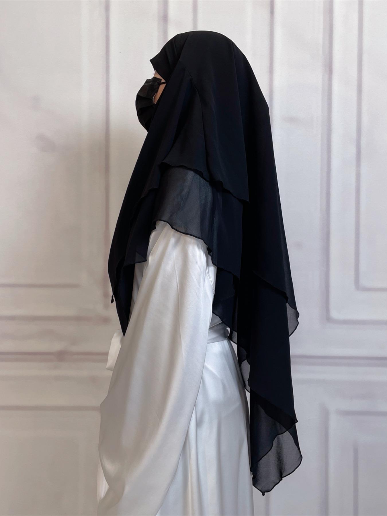 16 Colors Short Chiffon Khimar, Muslim Fashion High-Quality Fabric, Suitable for Adults and Kids, Essential Wear for All Seasons