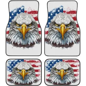 American USA Flag Floor Mats Non-Slip Auto Floor Mats Full Set All Weather Front Rear Car Foot Rugs Sets of 4pcs Universal Fit Sedan RV SUV Truck Van Carpet Women Men