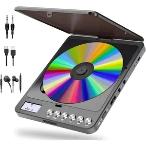 Portable CD Player with  and FM Transmitter, 2000mAh Rechargeable  CD Players with Speakers  Headphones Jack Anti-Skip cd Player for   Adults