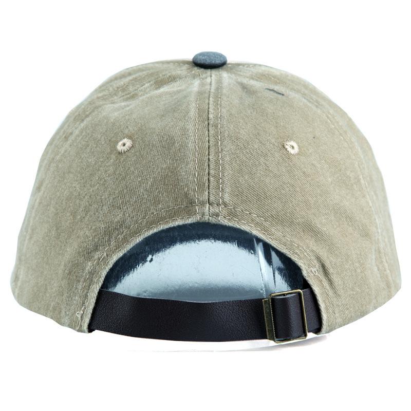 Pure cotton five-panel printed motorcycle baseball cap, trucker cap, distressed washed hat, outdoor sun hat, trendy Korean style