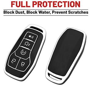 for Ford Key Fob Cover with Keychain, Soft TPU Key Fob Cover Case Shell Compatible with Ford Mustang Fusion F150 Explorer Edge Lincoln MKC MKX MKZ Smart Remote Holder (Pink, 5 Button)