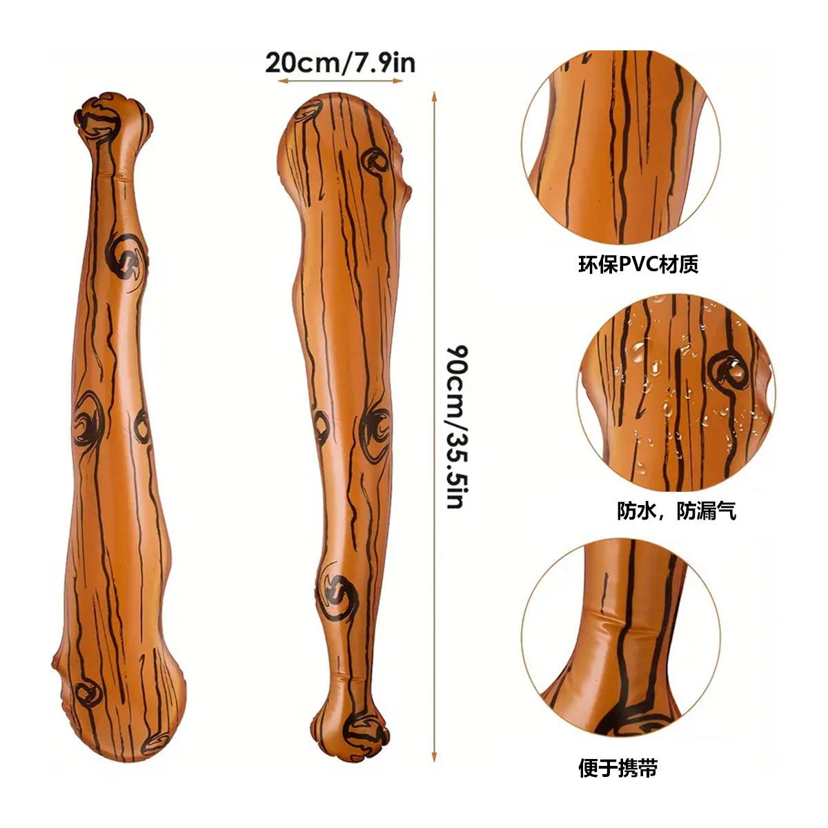 Eco-Friendly Inflatable Baseball Bat, Wood Grain Cheer Stick for Sports Events & Party