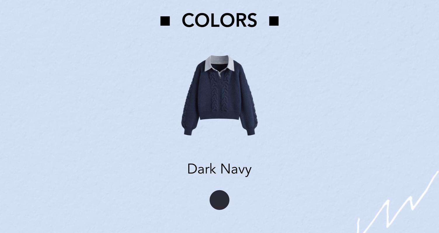 Cider [size 2-10] Cable Knit Collar Two Tone Long Sleeve Top