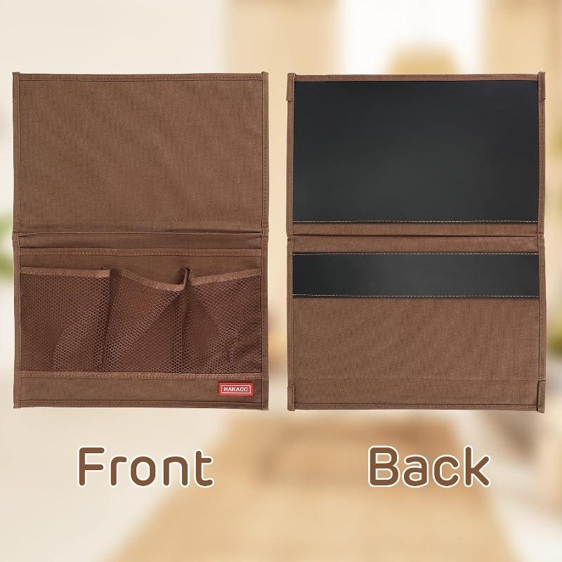 Bedside Organizer Bedside Storage Caddy Organizer with Hanging Pocket Remote Holder for Bed Accessories Brown