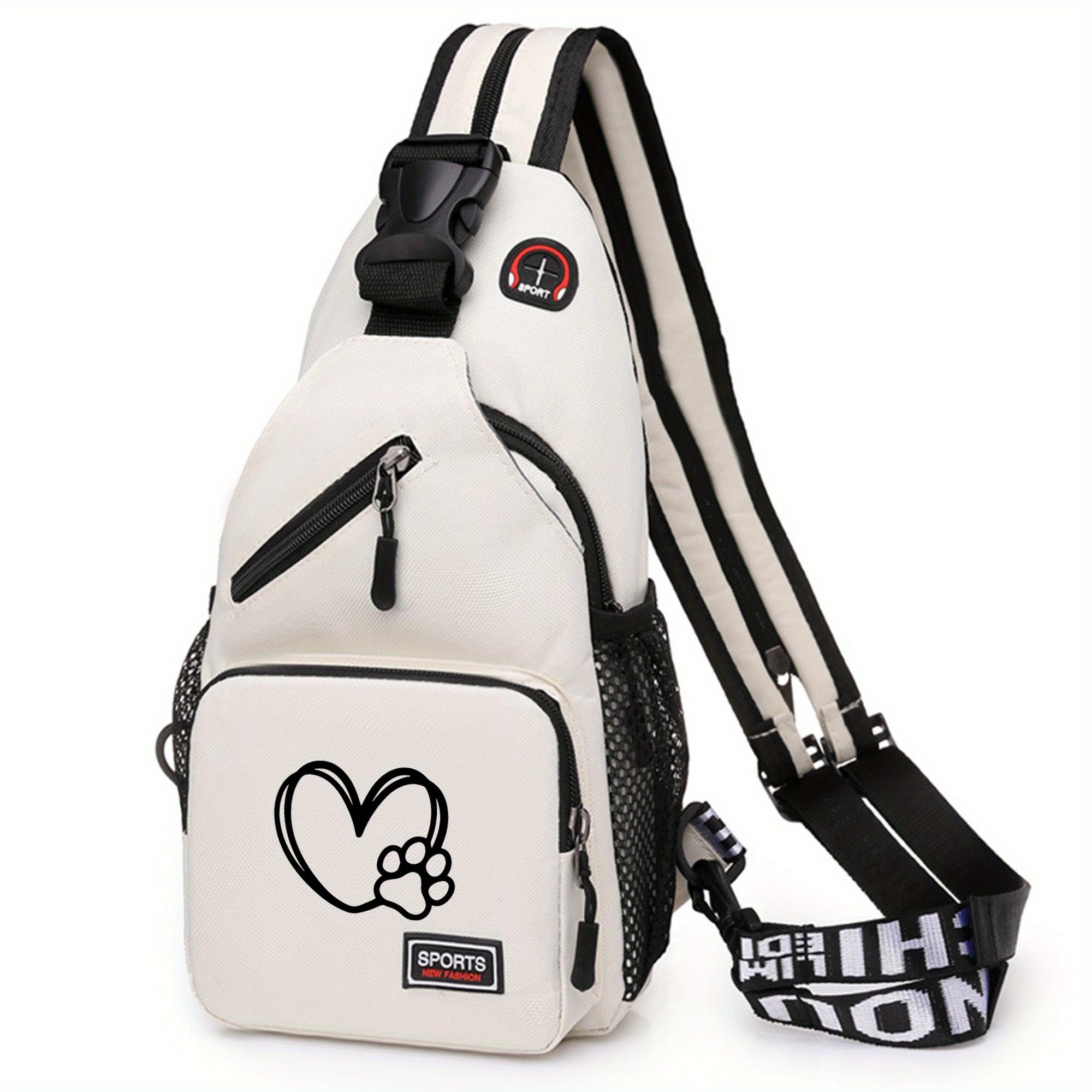 A heart-shaped paw design waist bag, multifunctional large-capacity crossbody bag, casual outdoor sports chest bag, very suitable for outdoor travel and work