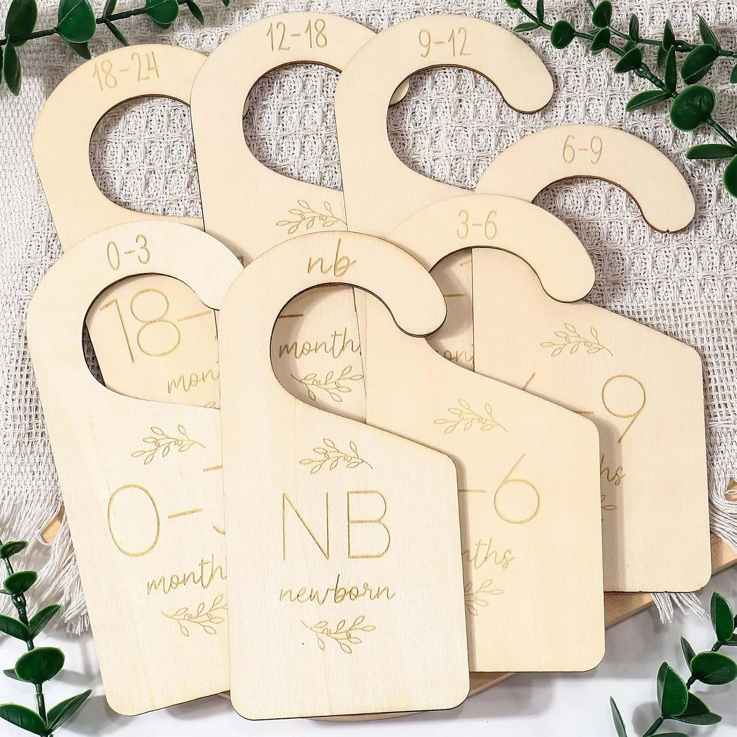 7 count Wooden  Closet Dividers, Double-Sided  Clothes Size Hanger Organizer from  to 24 Months,  Closet Dividers for Girls and Boys Room  Decor