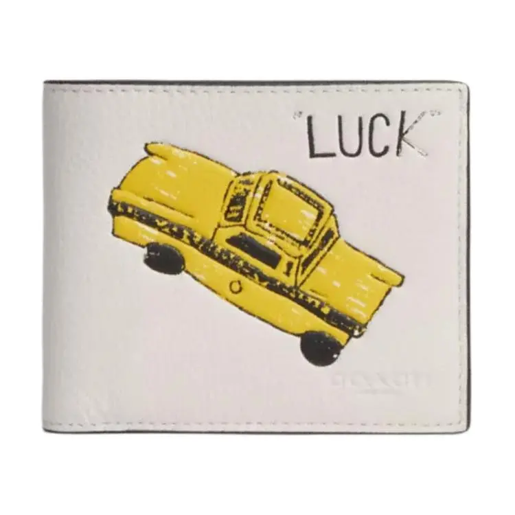 COACH 3-in-1 Bifold Sketch Print Leather Wallet for Men, White