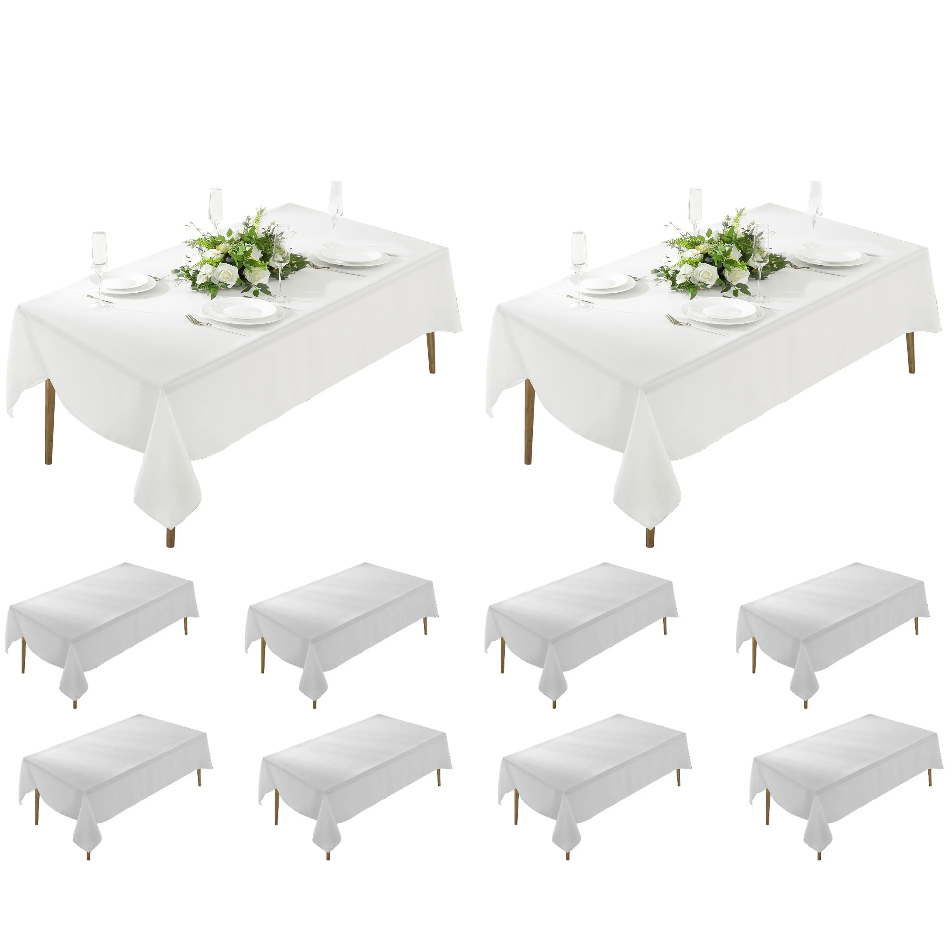 10 Pack Rectangle Tablecloth, Rectangle Premium Tablecloth, Polyester Fabric Washable Tablecloth for Home, Party, Wedding or Restaurant Use.