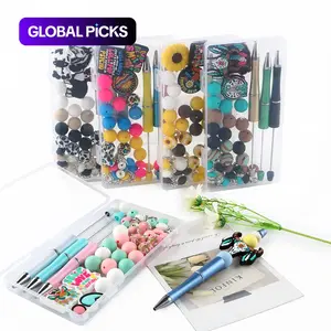 Animal Silicone Focal Beads Set, 54pieces/Box Printed Round and Lentil Beads, DIY Jewelry and Pen-Making Kit