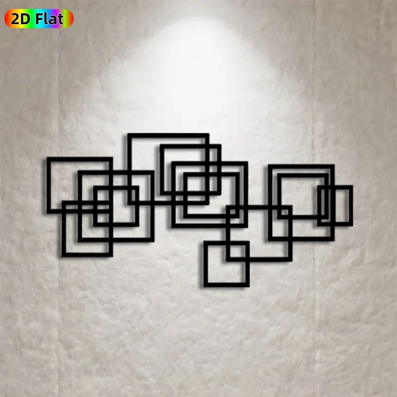 1pc Interlocking Squares Metal Wall Art, Intricate Interlocking Squares Statue Mural, Ideal Gift for New Year, Christmas, Modern Decor Enthusiasts, Powder-Coated Metal Wall Decor  Perfect for Home Walls & Garden Fence, Stylish Geometric Wall Accent