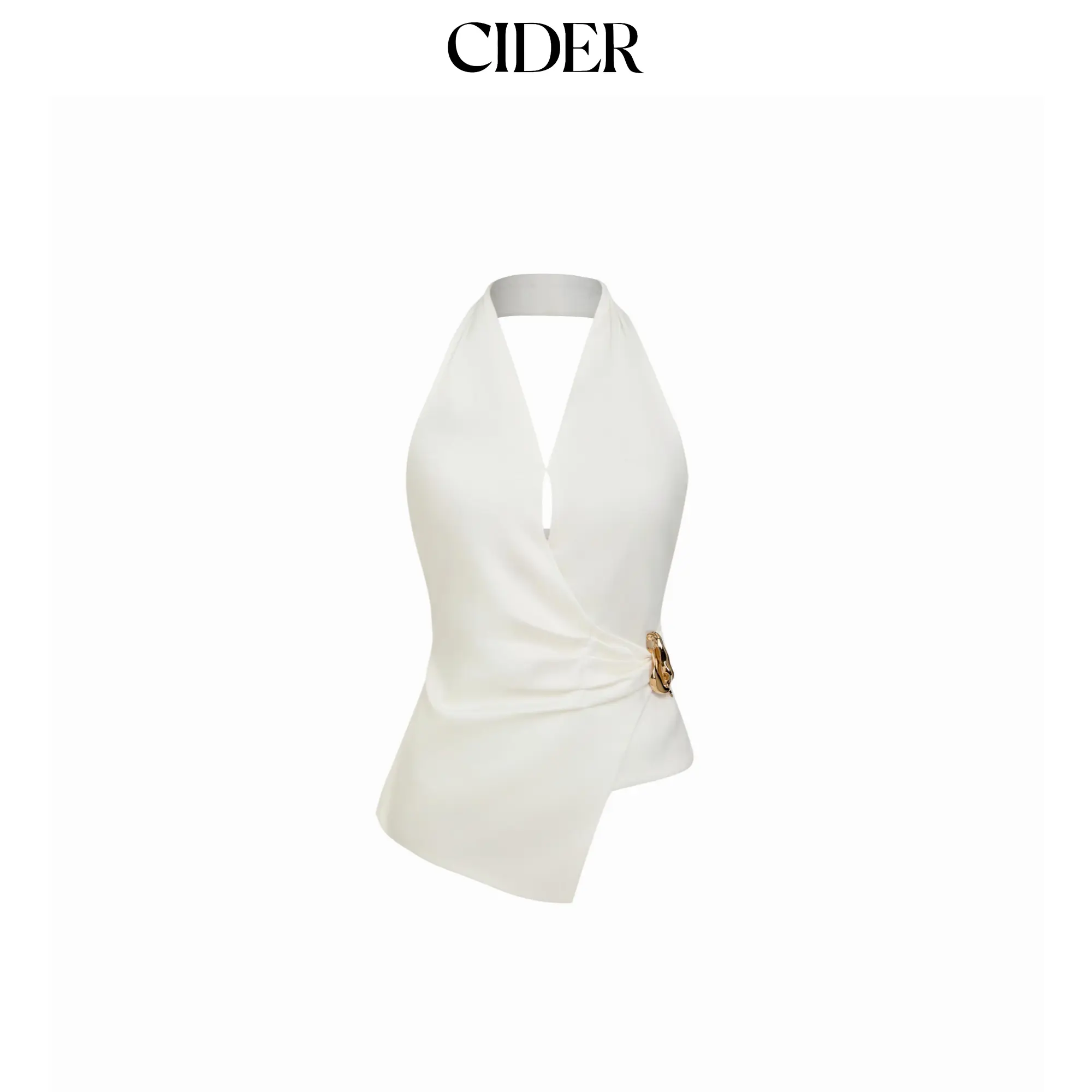 Cider Halter Neck Asymmetrical Wrap Top With Metal Detail SummerWins SummerFinds