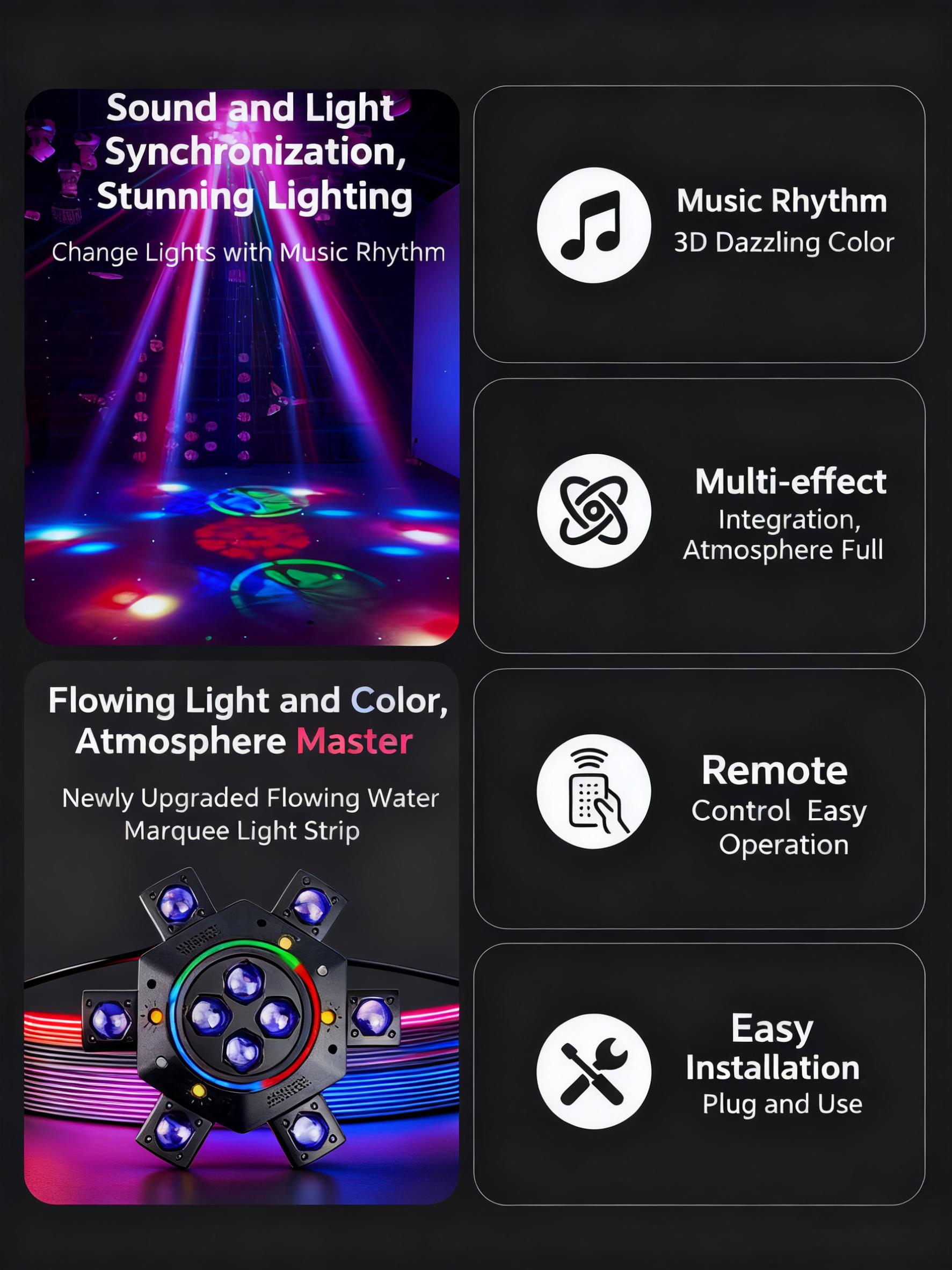 150W Moving Head DJ Lights 6 Arms Party Lights RGBW 6-IN-1 LED Stage Lights with Strobe Beam & Remote Control DMX512 for Wedding Party Disco KTV Event 150W Moving Head DJ Lights 6 Arms Party Lights RGBW 6-IN-1 LED Stage Lights with Strobe Beam & Remote Control DMX512 for Wedding Party Disco KTV Event