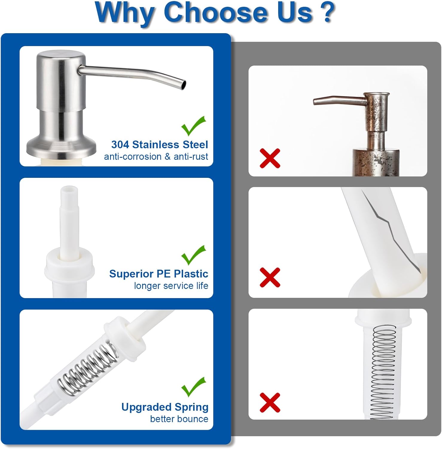 Stainless Steel Soap Dispenser Extension Tube Kit, Kitchen Sink Liquid Soap Dispenser, Bathroom Lotion Detergent Hand Press Pumps, Soap Container