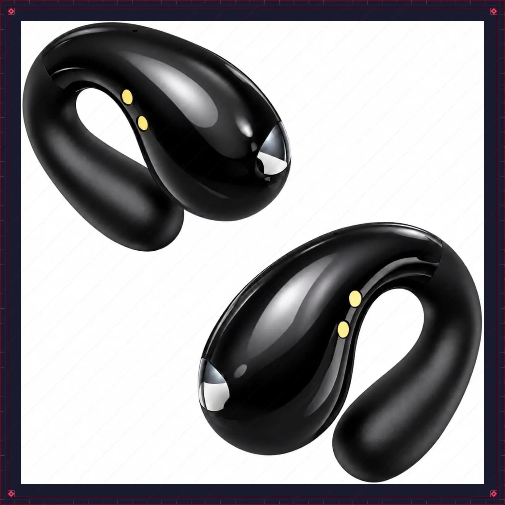 Open Ear Clip-On Bone Conduction Earbuds, Waterproof Over-Ear Headphones for Running, Gym Workouts, and Outdoor Sports, Obsidian BlackGift