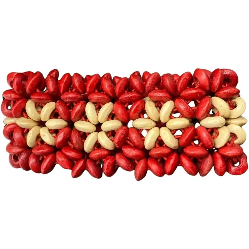 Bohemian Wide Chunky Wooden Bangle Bracelets Multi-Colored Wooden Beads Wristband Elastic Coconut Shell Bangle Bracelets Ethnic  Cuff Bracelet  Rerto Chunky Bracelets
