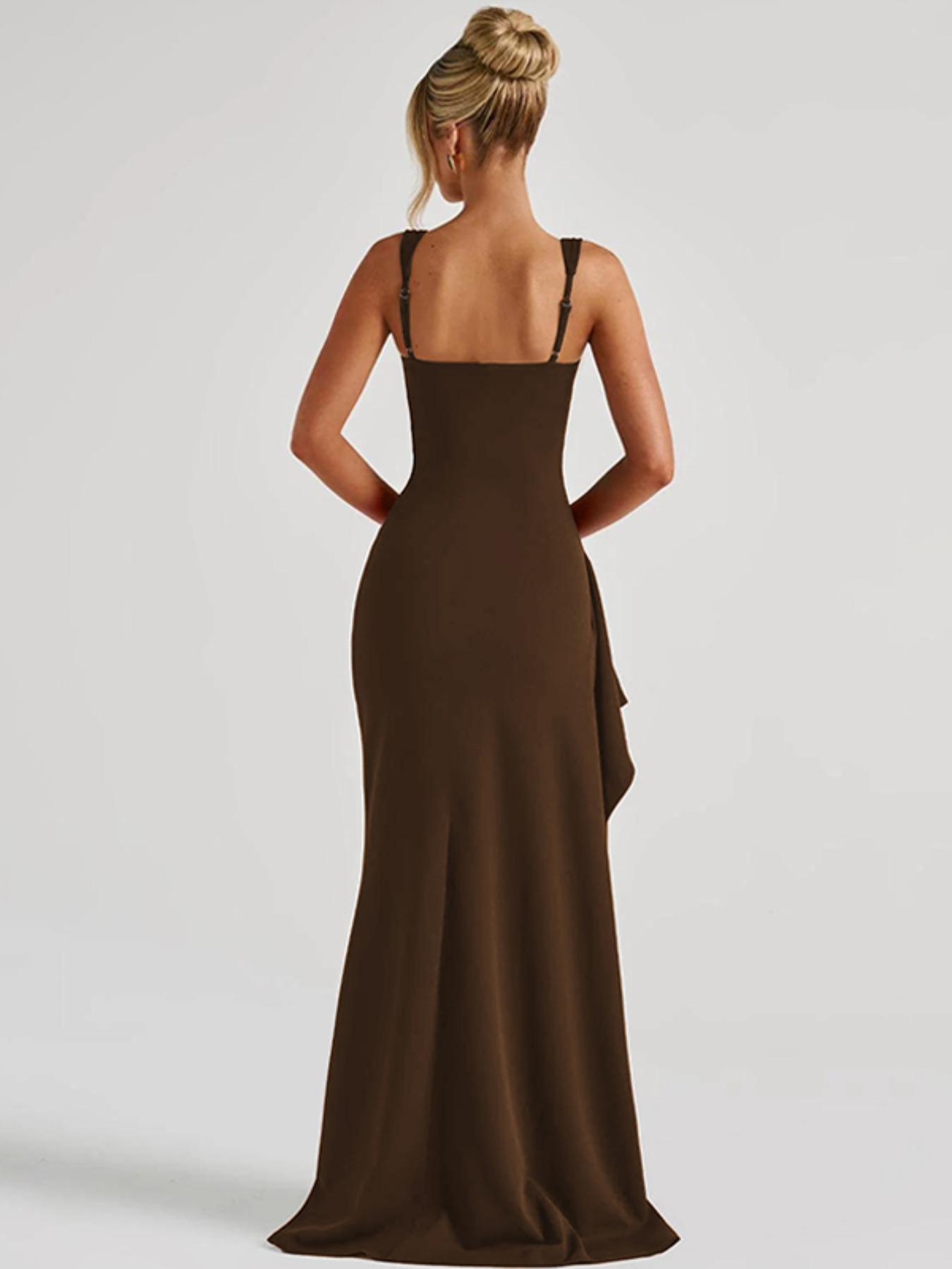 Women's Solid Side High Slit Sleeveless Bodycon Cami Dress, Backless Sleeveless Dresses, Elegant Backless Long Dress for Party Club Holiday Beach Vacation, Ladies Summer Clothes