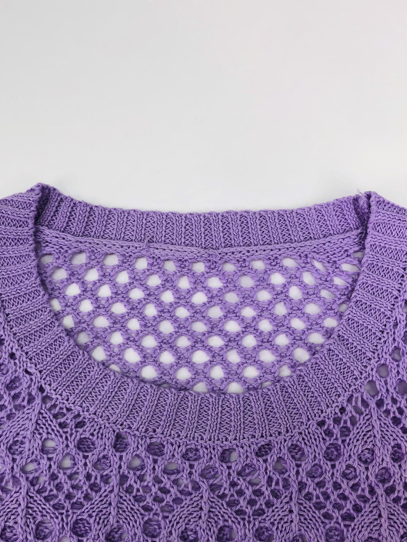 Spring Summer Elegant Knit Short Sleeve Round Neck Cut Out Long Dress, Casual Comfy Chic Striped Beach Vacation Dress, Fitted Style