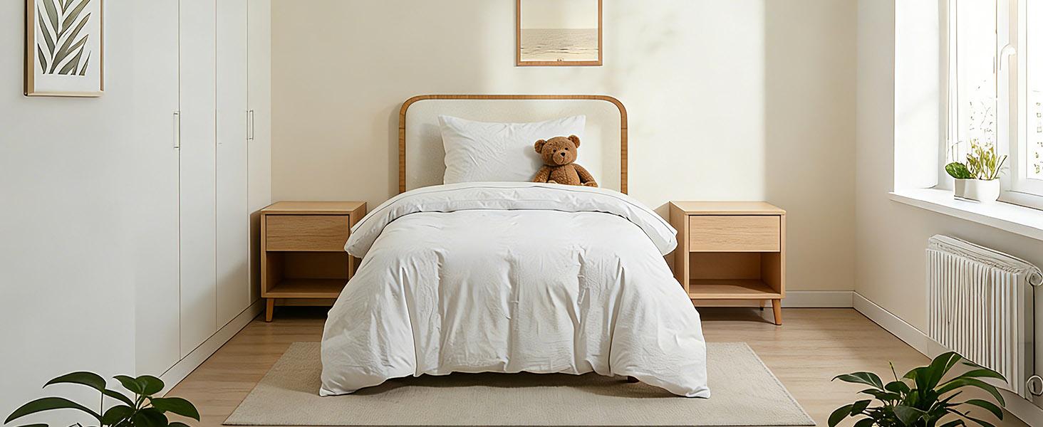 100% Washed Cotton Duvet Cover Twin Size,-Like Textured White Fade-Resistant Natural Bedding Set (No Comforter), 68x90 Inches