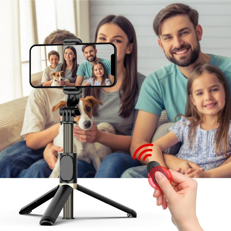 Selfie Stick Tripod with BT Remote Control, Expandable BT Tripod Selfie Stick, Foldable & Adjustable Selfie Stick Stand for iPhone&Android Phones