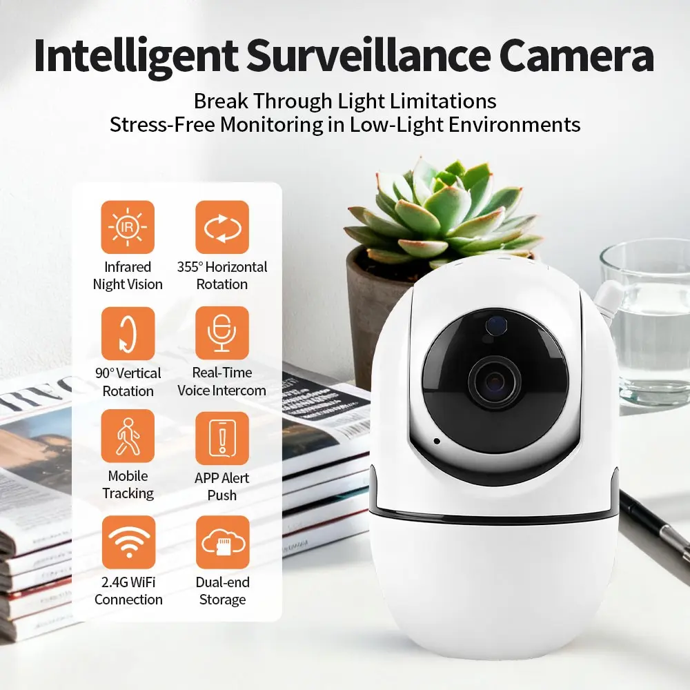 Indoor Camera for Home Security, 2.4g WiFi Baby Pet Nursery Camera with Phone App, 355° Ptz Indoor Camera for Baby MonitorDog Camera Motion Detection, 2-Way Audio, Night Vision, Cloud&SD Card Storage